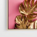 Obraz w ramie 120x80 - Luksusowa Elegancja - złote, liście - rama drewno