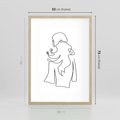 Plakat w ramie 50x70 - Zaklęte Linie - szkic kobiety, jedną linia - rama drewno
