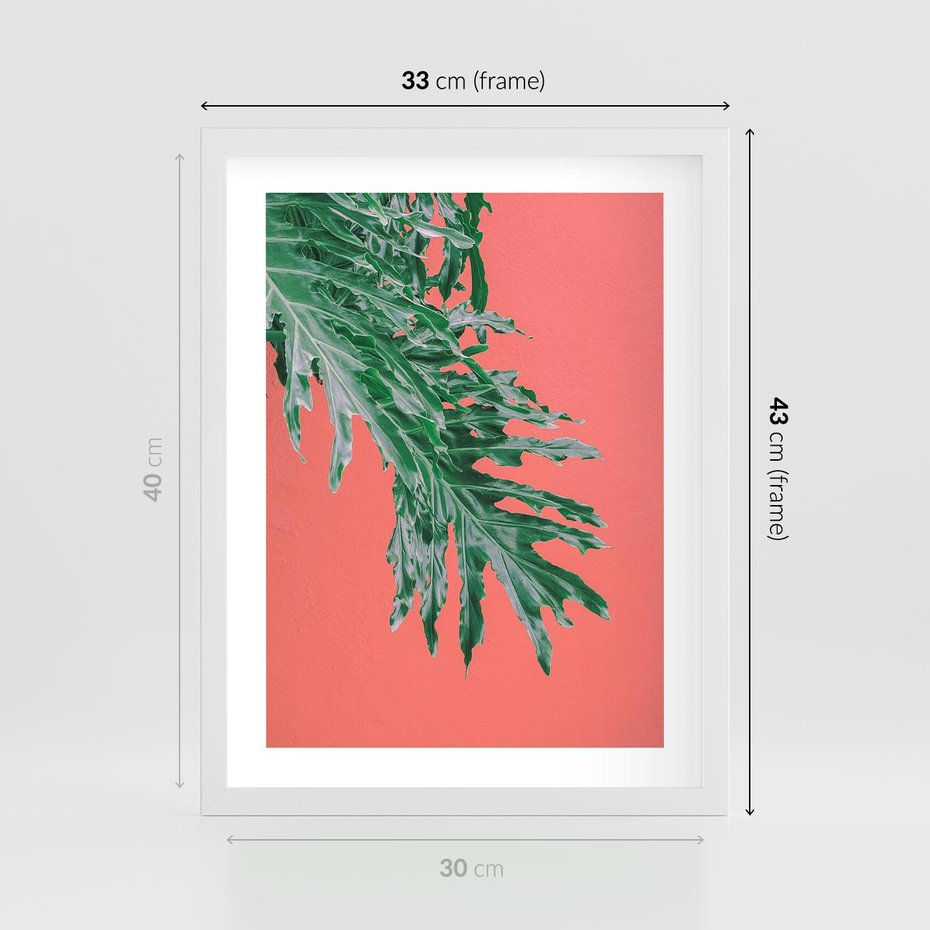 Plakat w ramie 30x40 - Energetyczna Eksplozja Natury - liście, kolor - rama biała