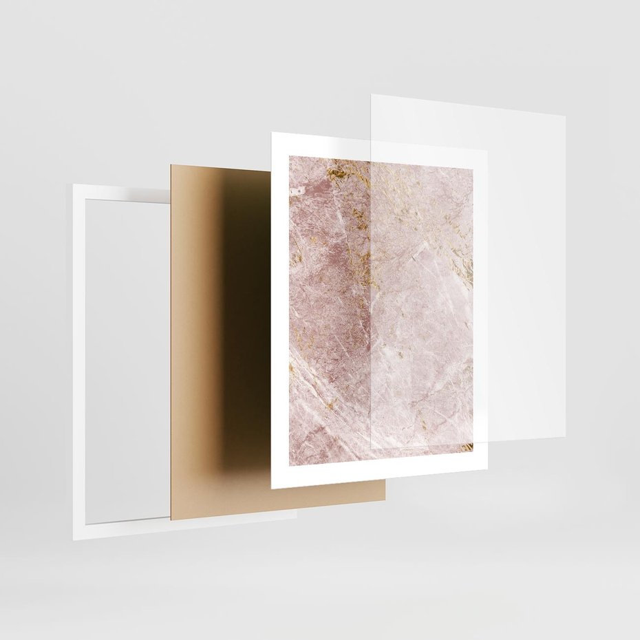 Plakat w ramie 40x50 - Wyjątkowa Stylizacja - marmur, złoto - rama biała