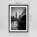 Plakat w ramie 50x70 - Majestatyczny Big Ben w Londynie - Londyn, most - rama czarna