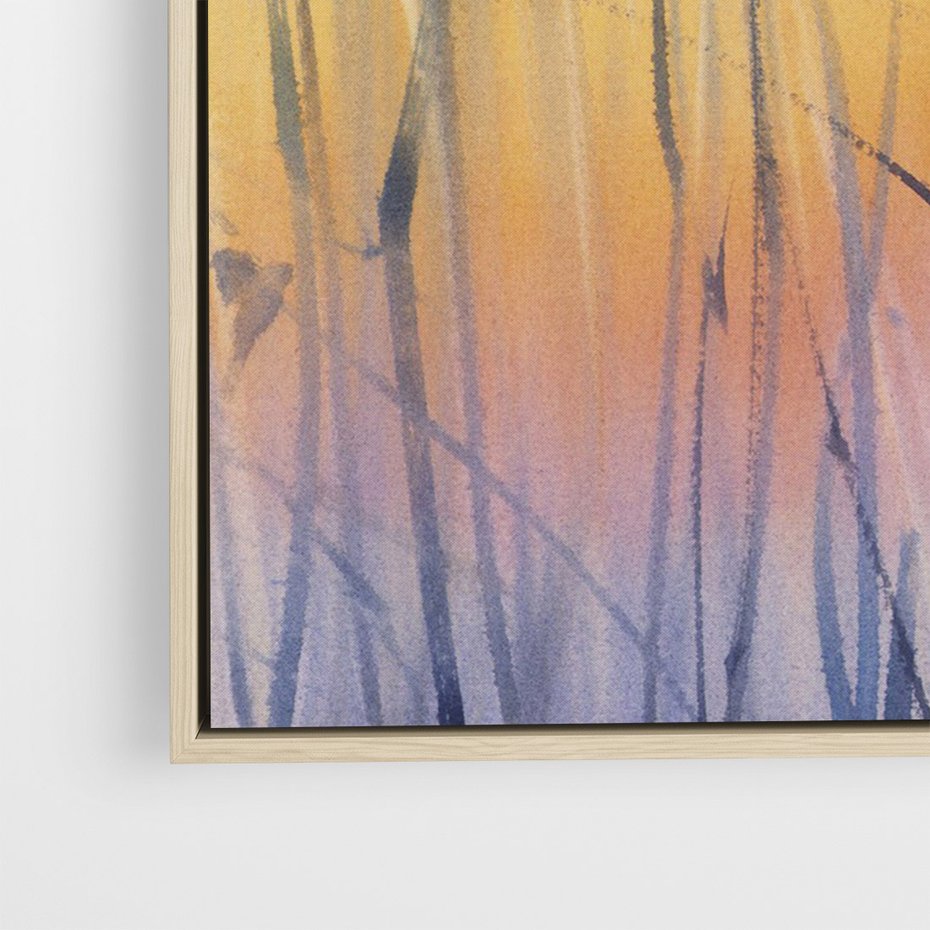 Obraz w ramie 50x70 - Mistyka Poranka nad Szuwaram - wschód słońca w szuwarach, trawy - rama drewno