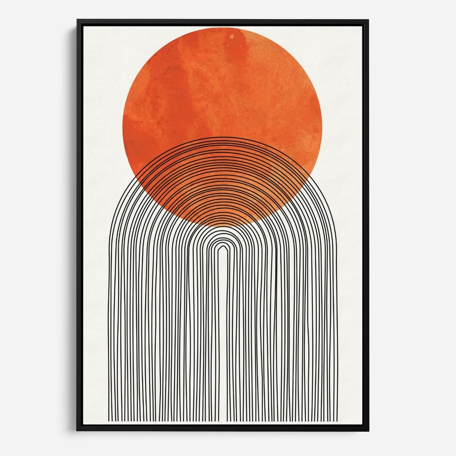 Obraz w ramie 50x70 - Abstrakcyjne Pulsacje - koło, boho styl - rama czarna