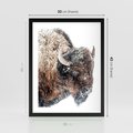 Plakat w ramie 30x40 - Obraz Dzikiej Przyrody w Śnieżnym Otoczeniu - żubr, śnieg - rama czarna