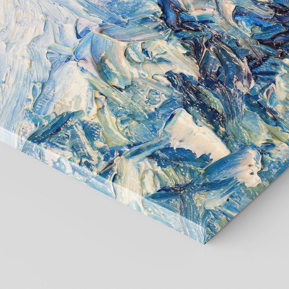 Obraz na płótnie 50x70 - Majestat Błękitnych Szczytów - olejny obraz, górski pejzaż