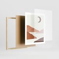 Plakat w ramie 40x50 - Księżycowa Refleksja - nowoczesna sztuka, góry - rama drewno