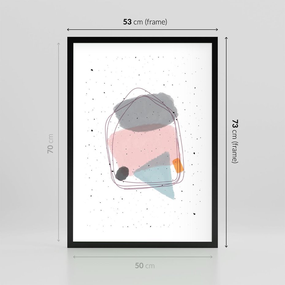 Plakat w ramie 50x70 - Migotliwa Opowieść - abstrakcyjna kompozycja, jak ręcznie malowana - rama czarna