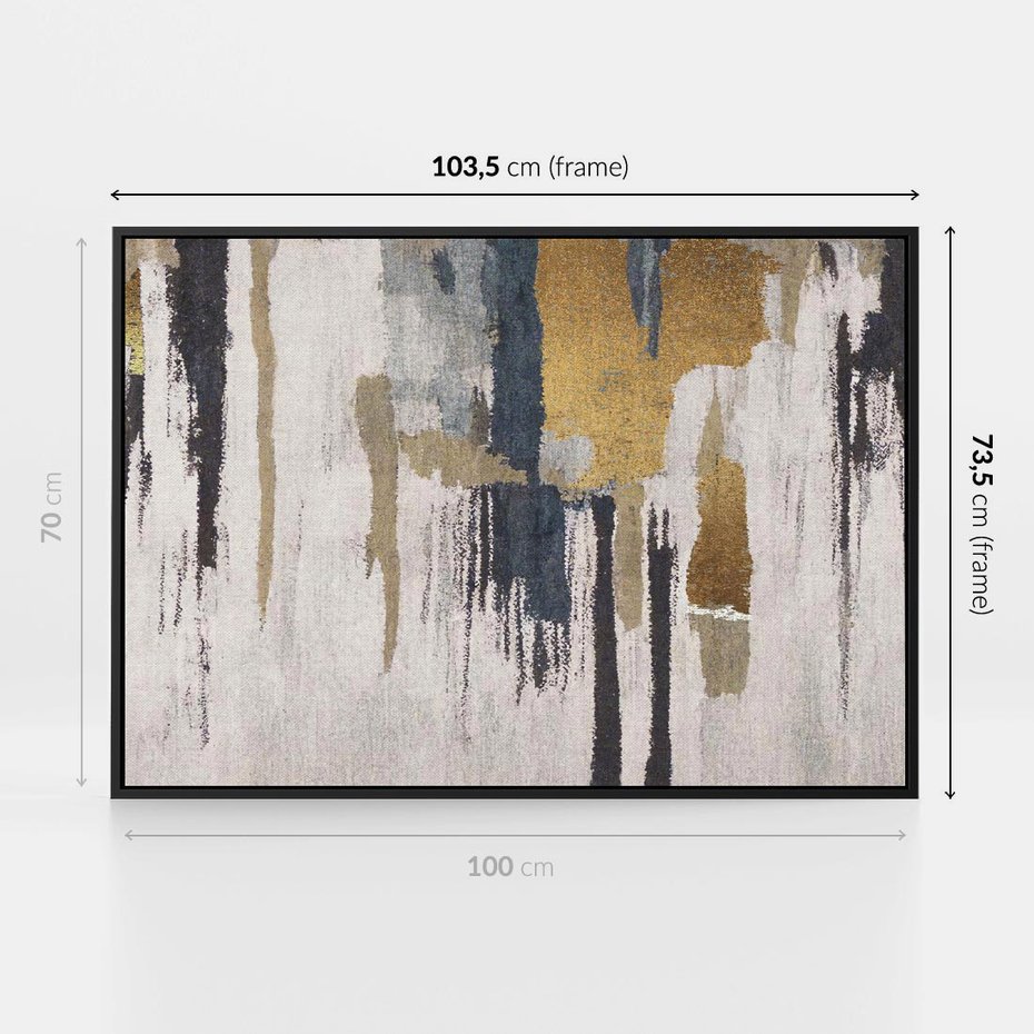 Obraz w ramie 100x70 - Odyseja w świetle i cieniu - abstrakcja, porysowana ściana - rama czarna