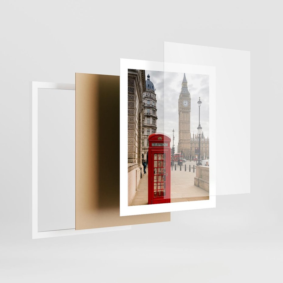 Plakat w ramie 40x50 - Symbol Big Benu - Londyn, budka - rama biała