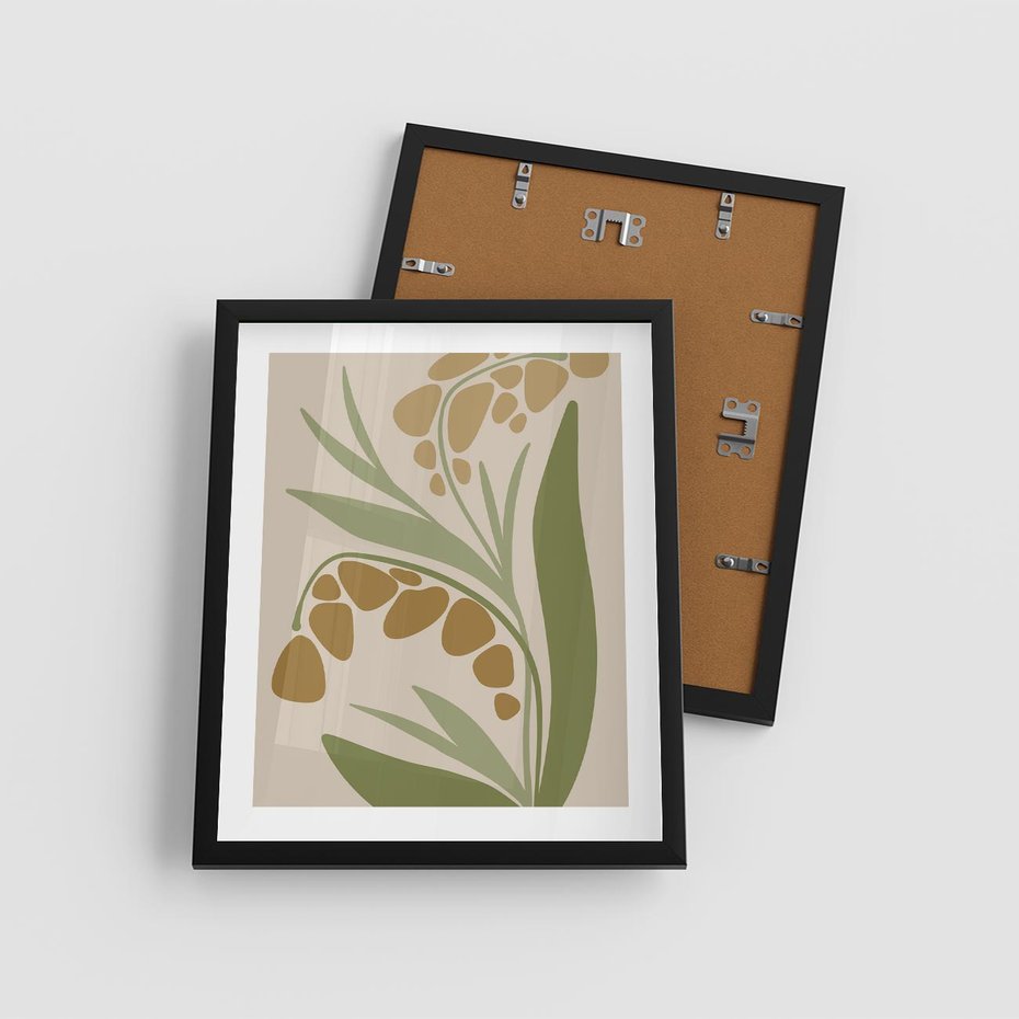Plakat w ramie 40x50 - Minimalizm z Roślinami - nowoczesny plakat, roślinność - rama czarna