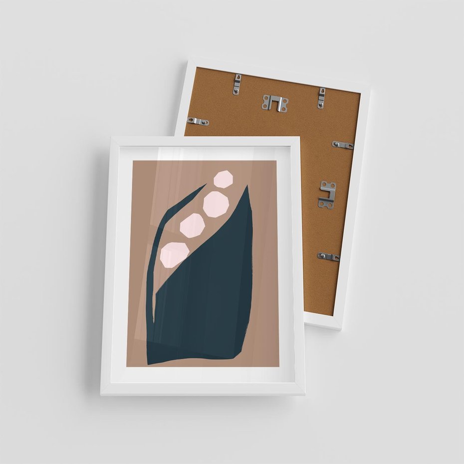 Plakat w ramie 30x40 - Wnętrza Boho Serca - abstrakcyjny obraz, plakat - rama biała