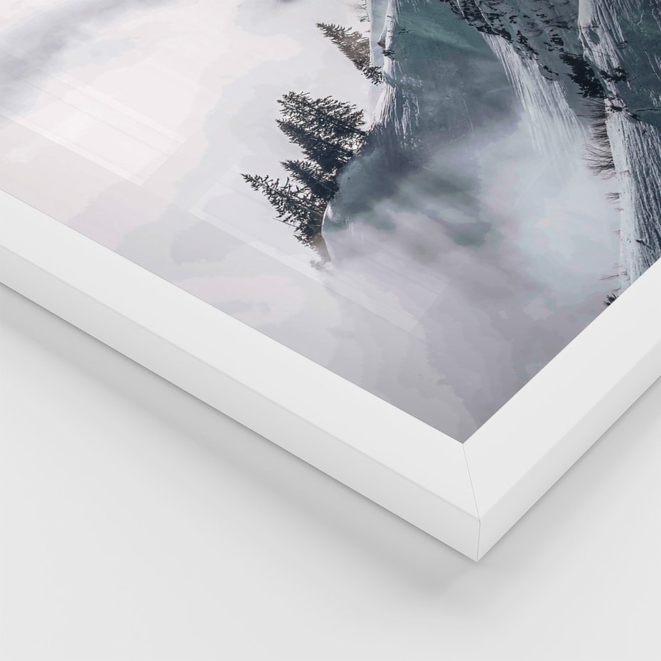 Zestaw obrazy w ramie 40x50 galeria - Zima, górski, krajobraz - rama biała