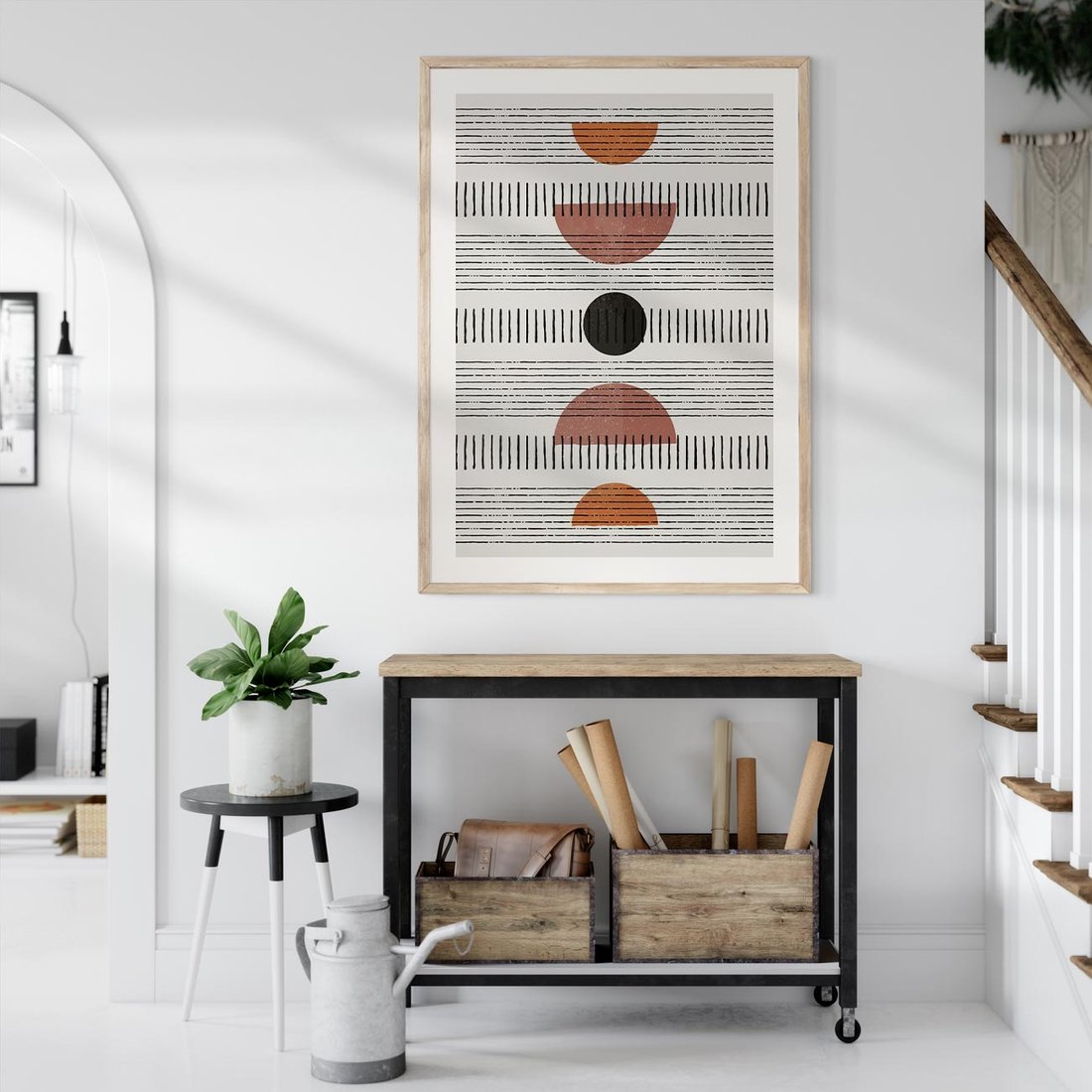 Plakat w ramie 40x50 - Plakat w Stylu Abstrakcji - geometryczna grafika, plakat - rama drewno