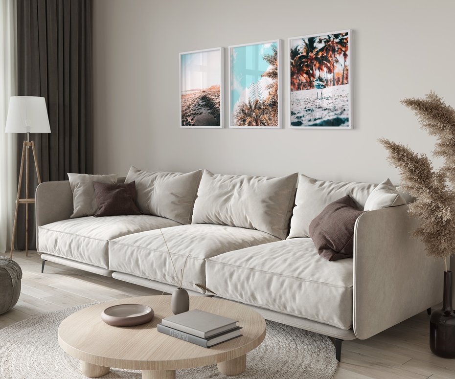 Zestaw obrazy w ramie 50x70 galeria - Plaża, morze, wakacje, podróż - rama biała