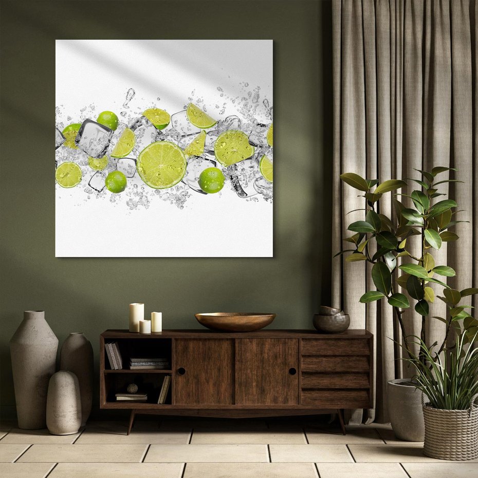 Obraz na płótnie 40x40 - Rześkość i smak - limonki, lód