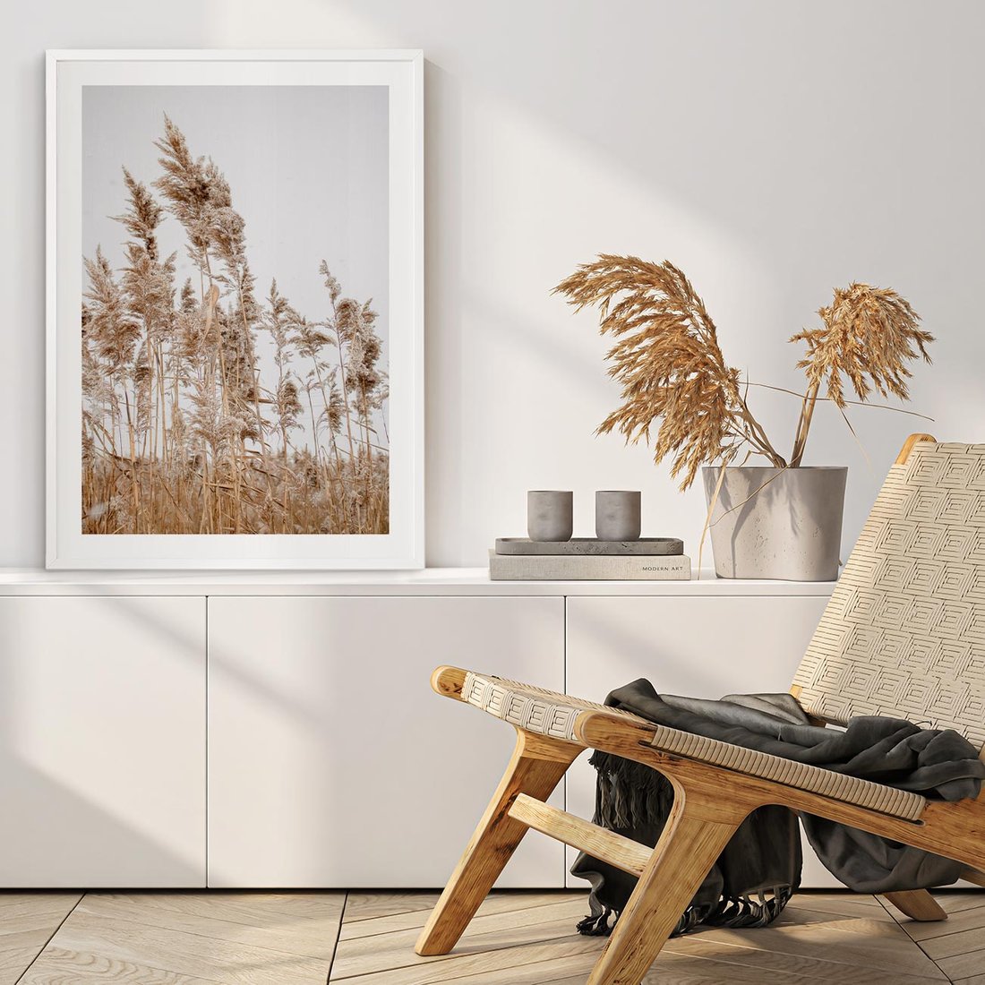 Plakat bez ramy 50x70 - Boho Urok - trawy, pampas