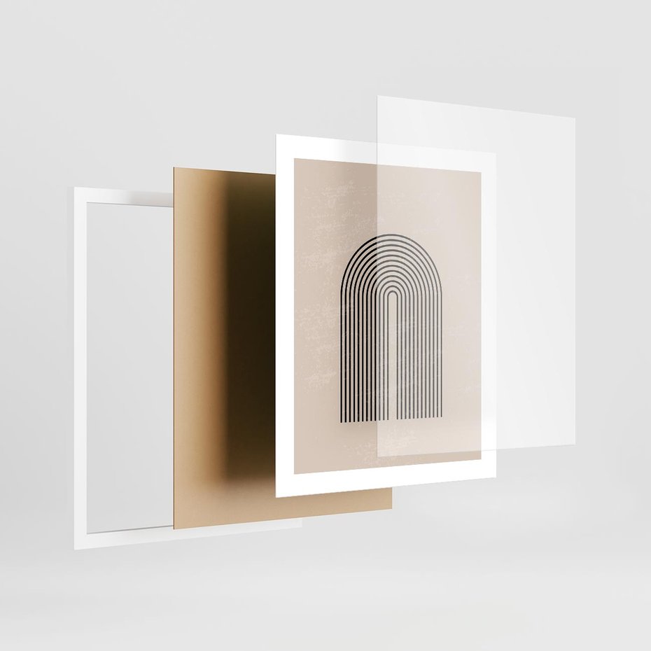 Plakat w ramie 40x50 - Migocące Echa - abstrakcyjne linie, geometria - rama biała