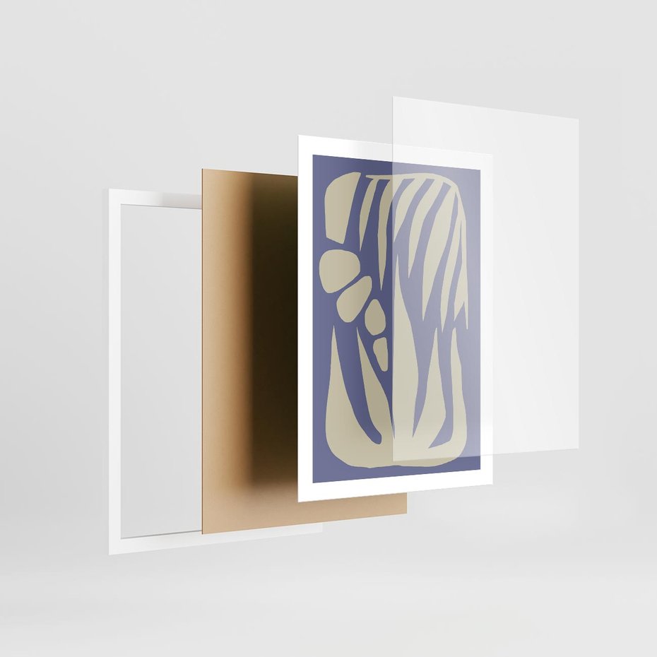 Plakat w ramie 50x70 - Kształty Niewidzialnych Granic - abstrakcyjna sztuka, skandynawski styl - rama biała