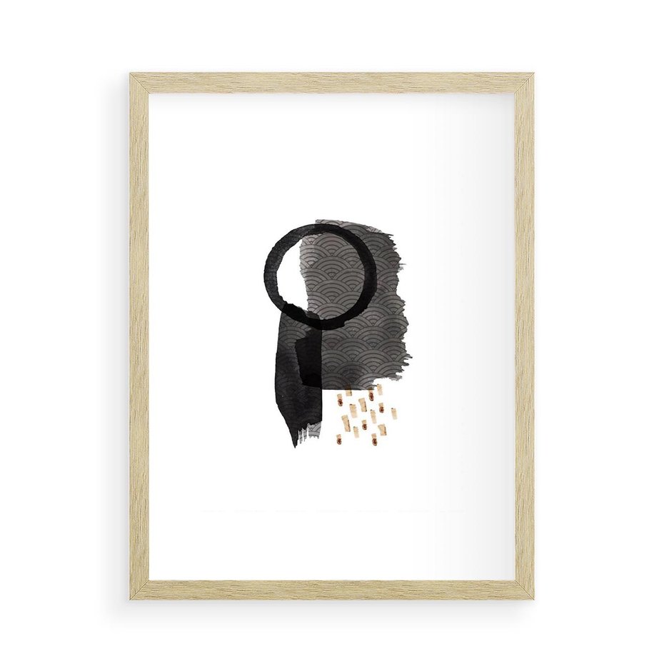 Plakat w ramie 50x70 - Japoński Minimalizm - grafika w japońskim stylu, minimalizm - rama drewno