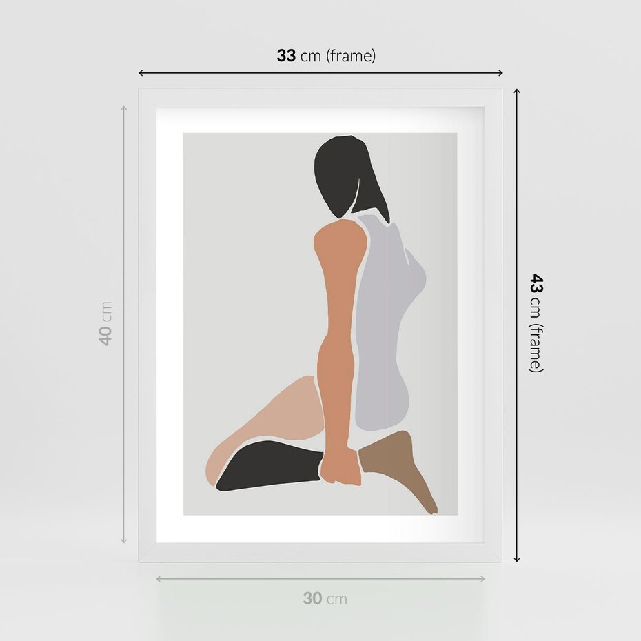 Plakat w ramie 30x40 - Widok Abstrakcyjny - abstrakcyjny obraz, minimalizm - rama biała