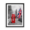 Plakat w ramie 50x70 - Londyńska Budka przy Big Benie - Londyn, budka - rama czarna