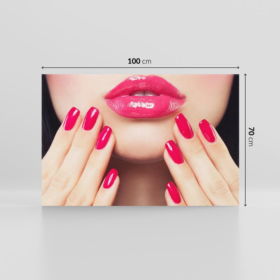 Obraz na płótnie 100x70 - Wyrażenie Piękna - paznokcie, usta