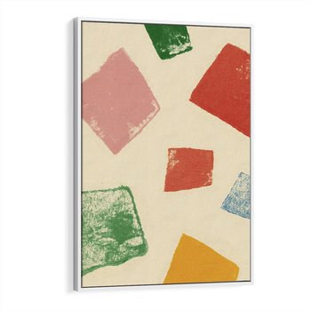 Obraz w ramie 80x120 - Tęczowe Rytmy - kolorowe tęczowe kwadraty, wesoły kolaż - rama biała