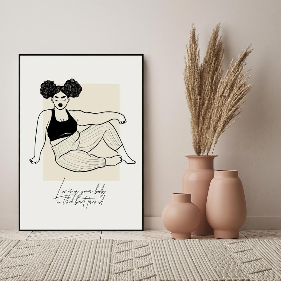 Obraz w ramie 50x70 - Kobieca Moc - nowoczesna sztuka kobieca, plakat - rama czarna