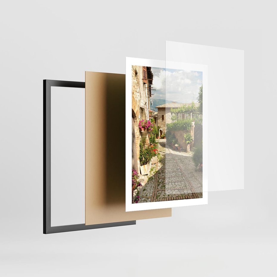 Plakat w ramie 50x70 - Włoskie Uliczki - włoska, uliczka - rama czarna