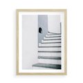 Plakat w ramie 50x70 - Schody ku Urokowi Wyspy - schody, santorini - rama drewno