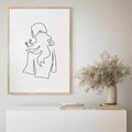 Plakat w ramie 50x70 - Zaklęte Linie - szkic kobiety, jedną linia - rama drewno