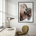 Plakat bez ramy 30x40 - Obraz Dzikiej Przyrody w Śnieżnym Otoczeniu - żubr, śnieg