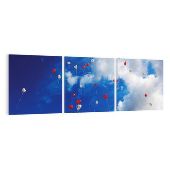 Obraz na płótnie 150x50 - Balony - Serca na niebie - balony, serca