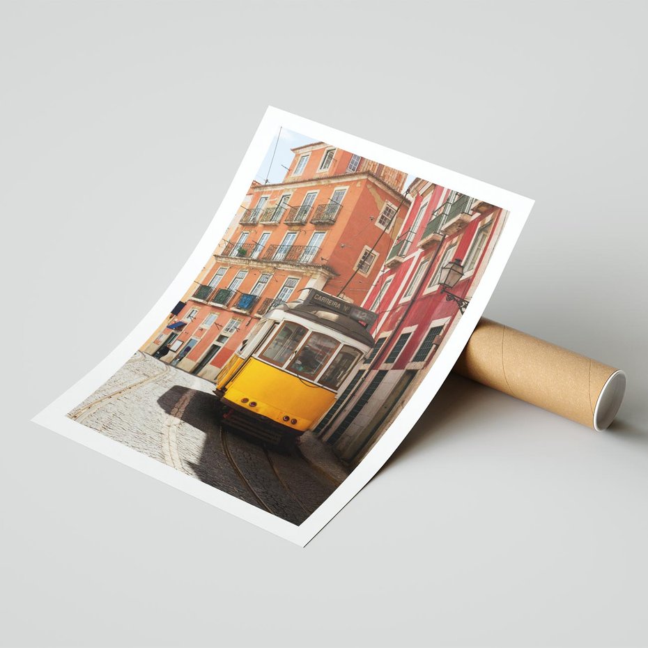 Plakat bez ramy 50x70 - Urok tramwaju w Lizbonie - Lizbona, tramwaj