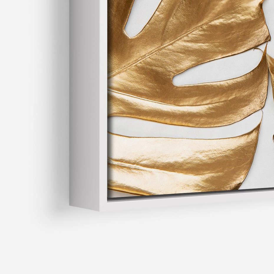 Obraz w ramie 120x80 - Siła Natury - złote, liście - rama biała