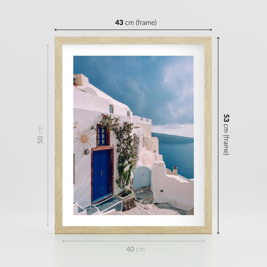 Plakat w ramie 40x50 - Urok Greckiej Wyspy - Santorini, Grecja - rama drewno