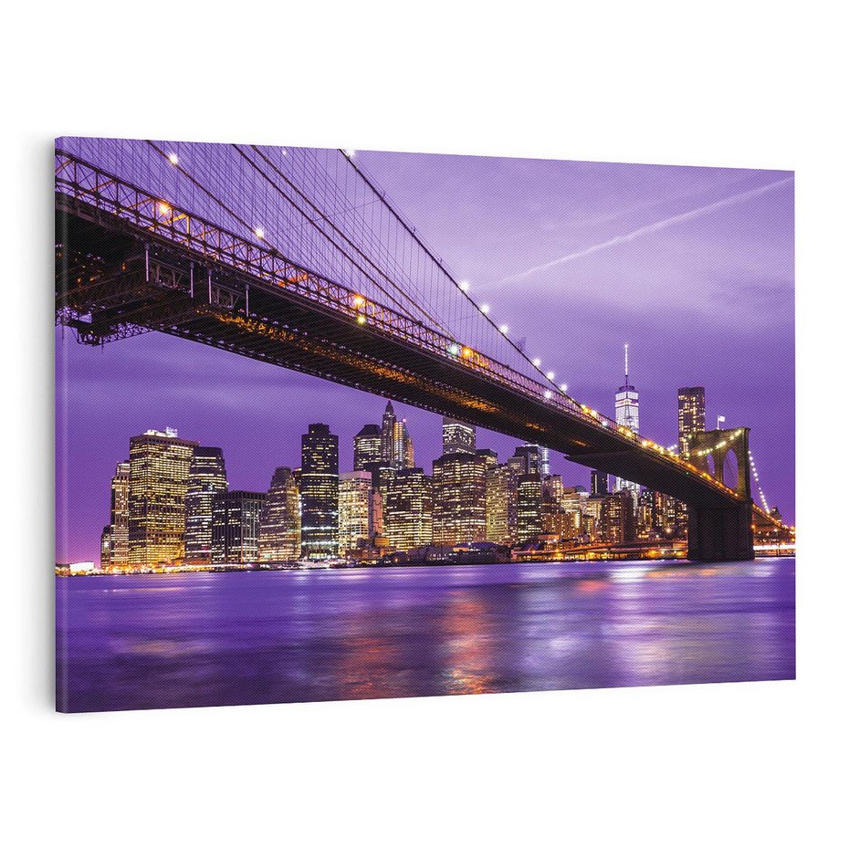 Obraz na płótnie 120x80 - Nocny Spacer po Moście Manhattan - most, Nowy Jork