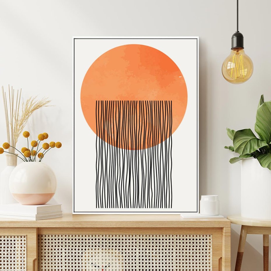 Obraz w ramie 80x120 - Echa Wyobraźni - koło, boho styl - rama biała