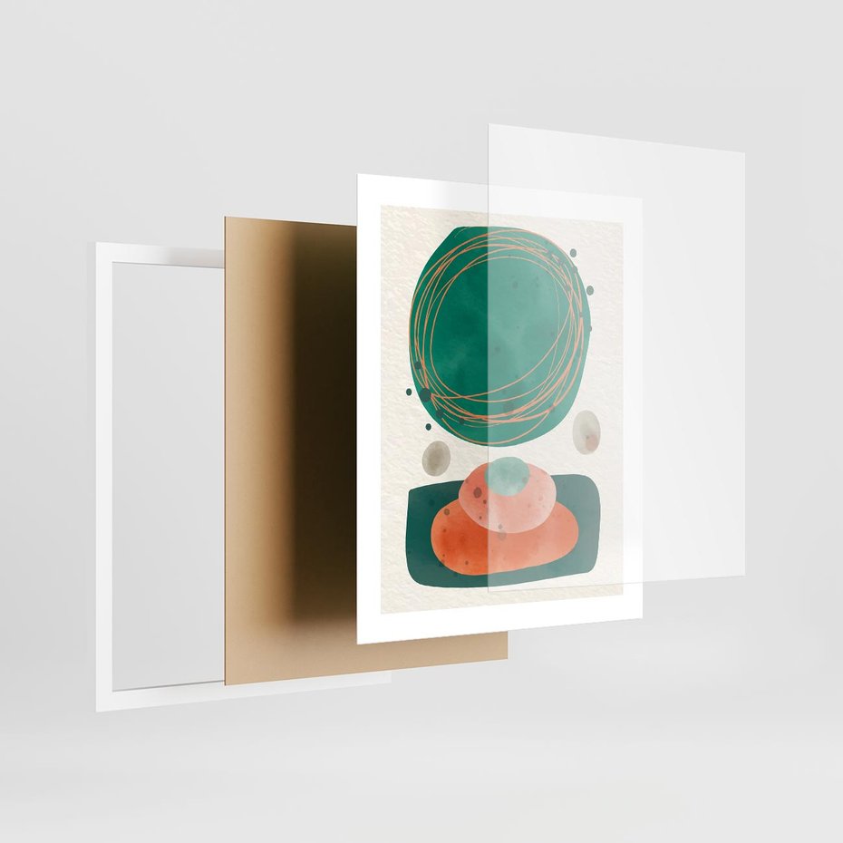 Plakat w ramie 40x50 - Rozmyte Granice - abstrakcyjne plamy, zielony - rama biała