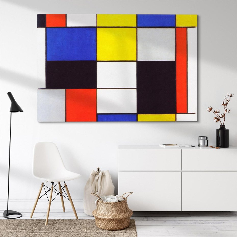 Obraz na płótnie 100x70 - Kompozycja A (1920), Piet Mondrian - Reprodukcja - reprodukcja, obraz na płótnie