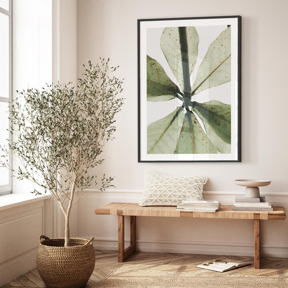 Plakat bez ramy 50x70 - Jasna Zieleń w Makro - makro zdjęcie liści, jasna zieleń