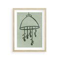 Plakat w ramie 30x40 - Zieleń Inspirującego Spokoju - plakat z abstrakcyjną zieloną lampą, skandynawski design - rama drewno
