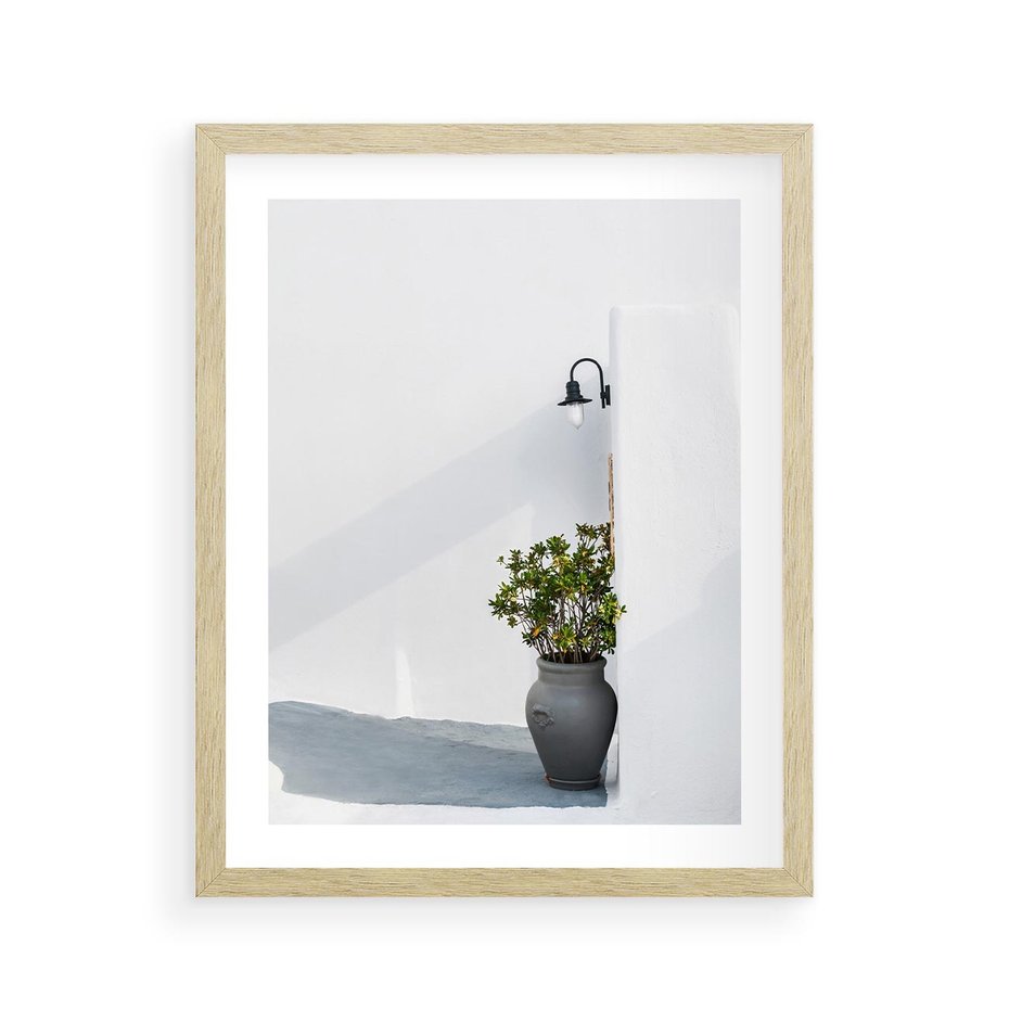 Plakat w ramie 40x50 - Błękitne wybrzeże - Santorini, Grecja - rama drewno