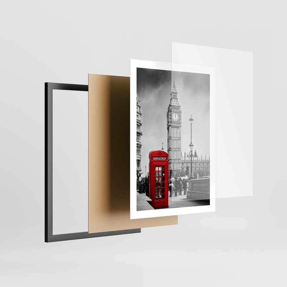 Plakat w ramie 50x70 - Ikoniczny Big Ben w Londynie - Big Ben, Londyn - rama czarna