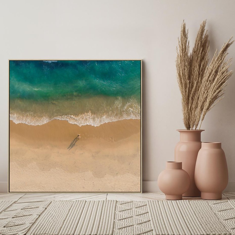 Obraz w ramie 50x50 - Oaza Relaksu - plaża, morze - rama drewno