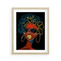 Plakat w ramie 40x50 - Kolorowe Wibracje Rzeczywistości - abstrakcyjny portret kobiety, twarz - rama drewno