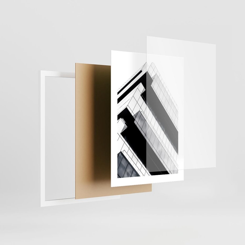 Plakat w ramie 30x40 - Nowoczesna Surowość: Wieżowiec na Czarno-Białej Grafice - architektura, wieżowiec - rama biała