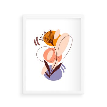 Plakat w ramie 30x40 - Kwiatowa Impresja - abstrakcyjna sztuka, plamy - rama biała