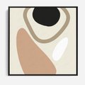 Obraz w ramie 50x50 - Beżowa Synergia - beżowa abstrakcyjna kompozycja, czarny akcent - rama czarna