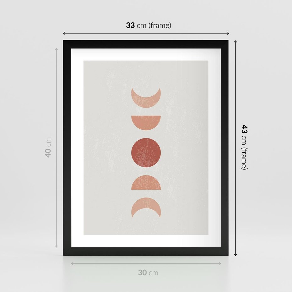 Plakat w ramie 30x40 - Mistyka Boho - boho plakat, beże brązy - rama czarna